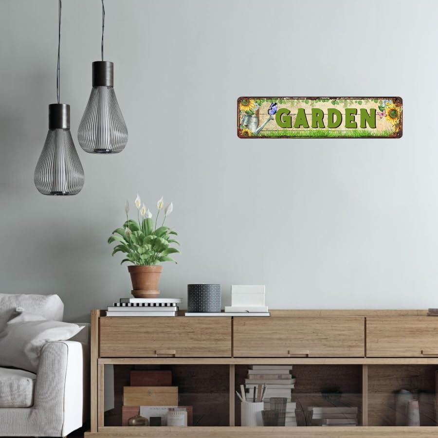 Vintage Garden Themed Decorative Tin Sign 16x4 Inch