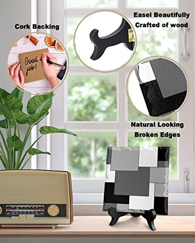 Abstract Art Desk Decor with Color Block Plaque