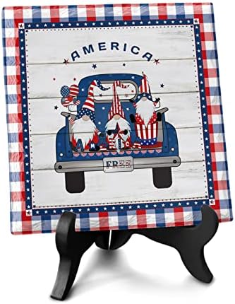 Independence Day Truck Wooden Stand Desk Decor
