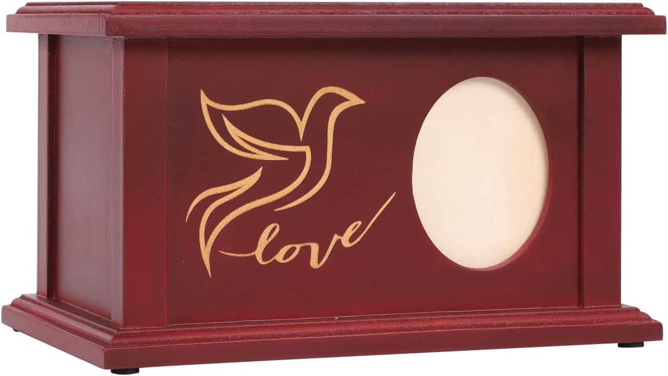 Wooden Urns for Human Ashes - Decorative Cremation Urn with Frame