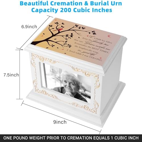 Wooden Cremation Urn with Photo Frame for Human Ashes