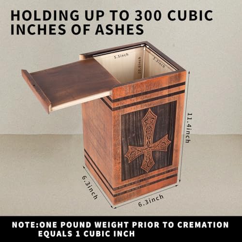 Handcrafted Wood Cross Urn for Human Ashes