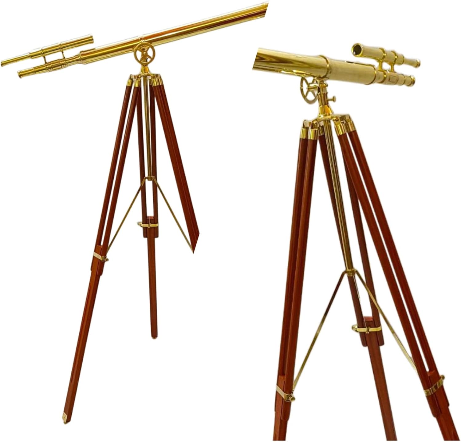 Vintage Brass Telescope with Adjustable Tripod Stand for Home Decor