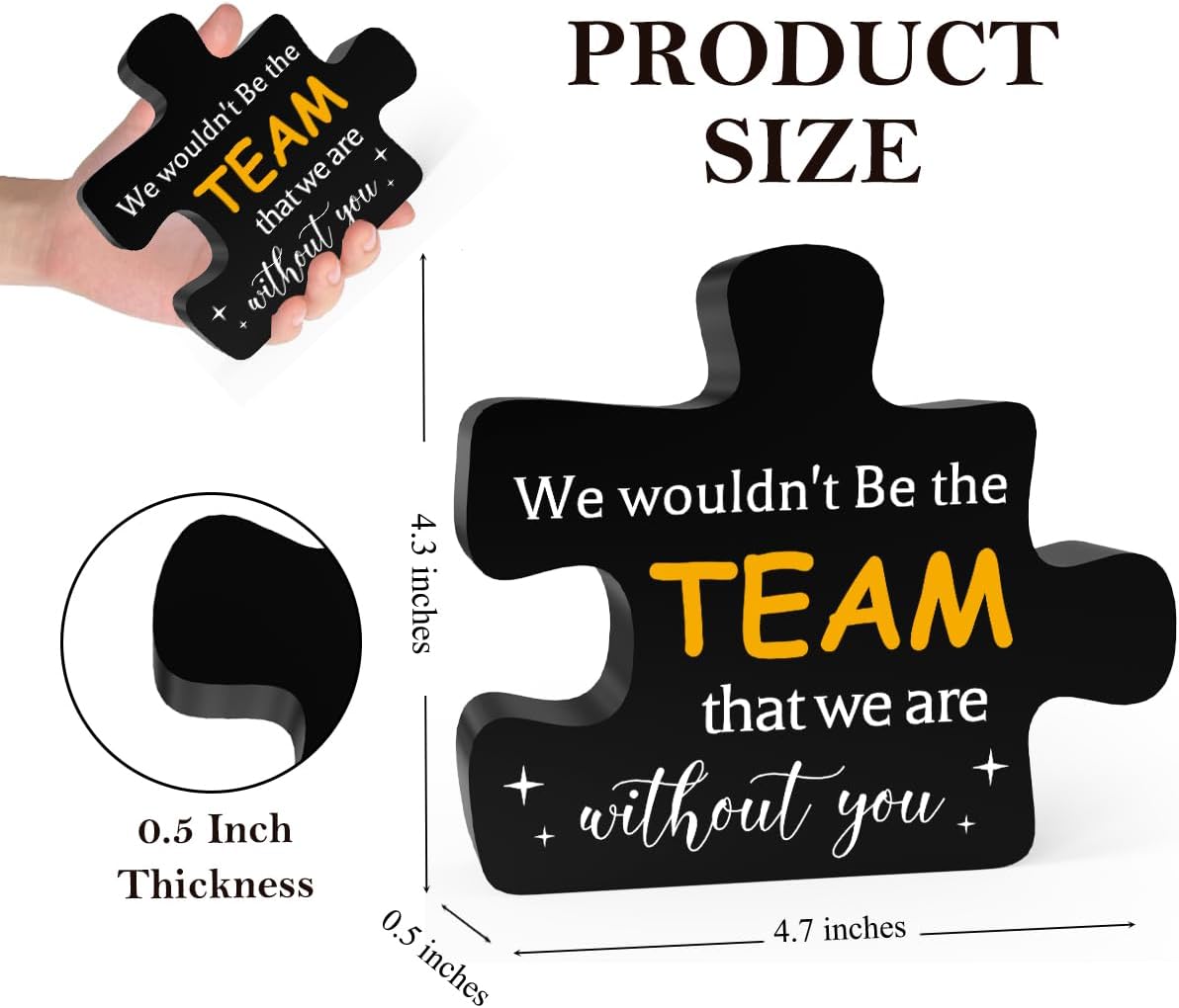 Rustic Black Acrylic Team Decor Sign Puzzle for Home Office Desk Shelf Decoration Coworker Gift