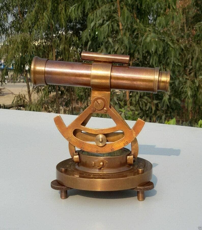 Vintage Brass Theodolite Telescope Compass Decor