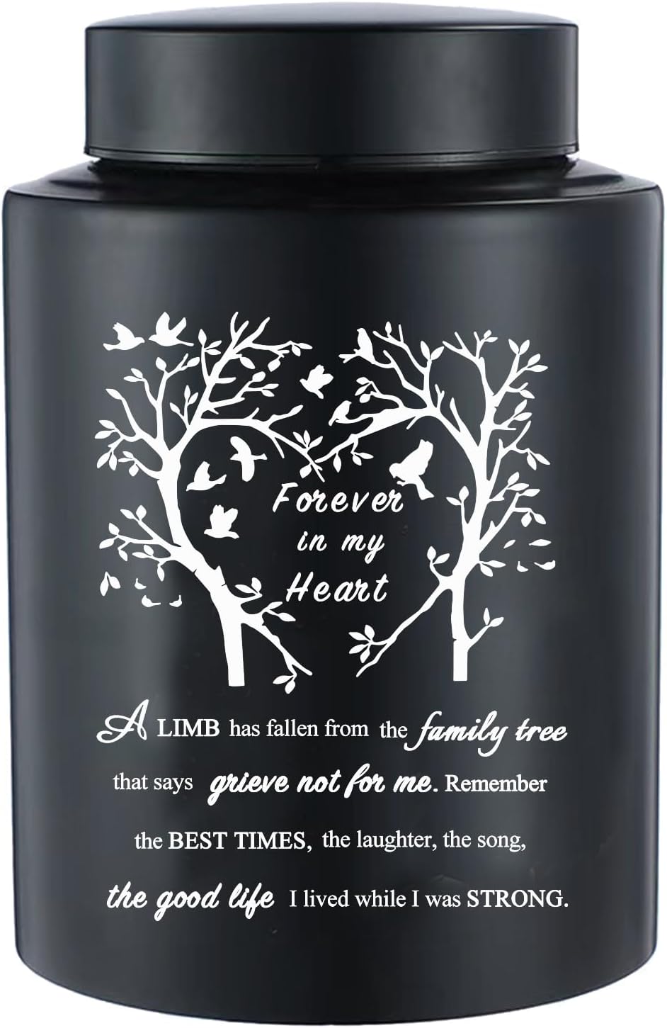 6 Inch Small Urn for Human Ashes Stainless Steel Mini Cremation Urn - Black