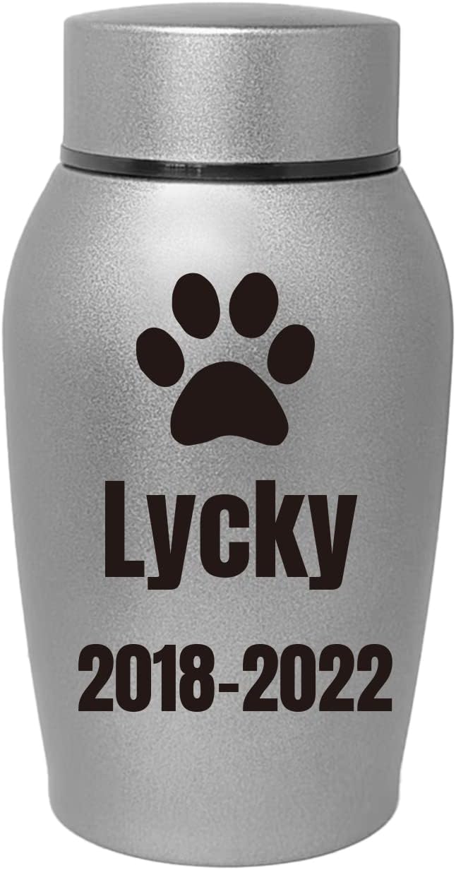 Custom Personalized Pet Urn for Dog and Cat Ashes - Stainless Steel Memorial Urns