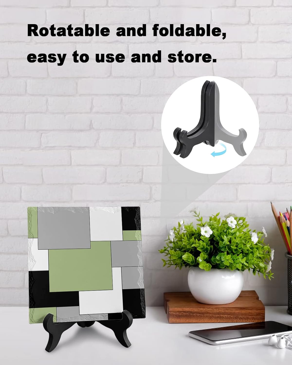 Abstract Art Desk Decor with Color Block Plaque 1