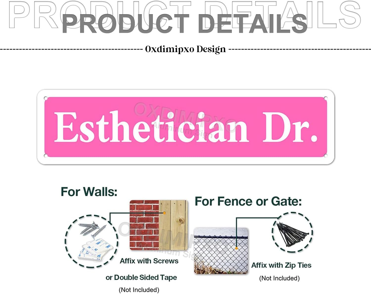 Metal Sign Esthetician DR Funny Pink Road Plaque Wall Art Decor