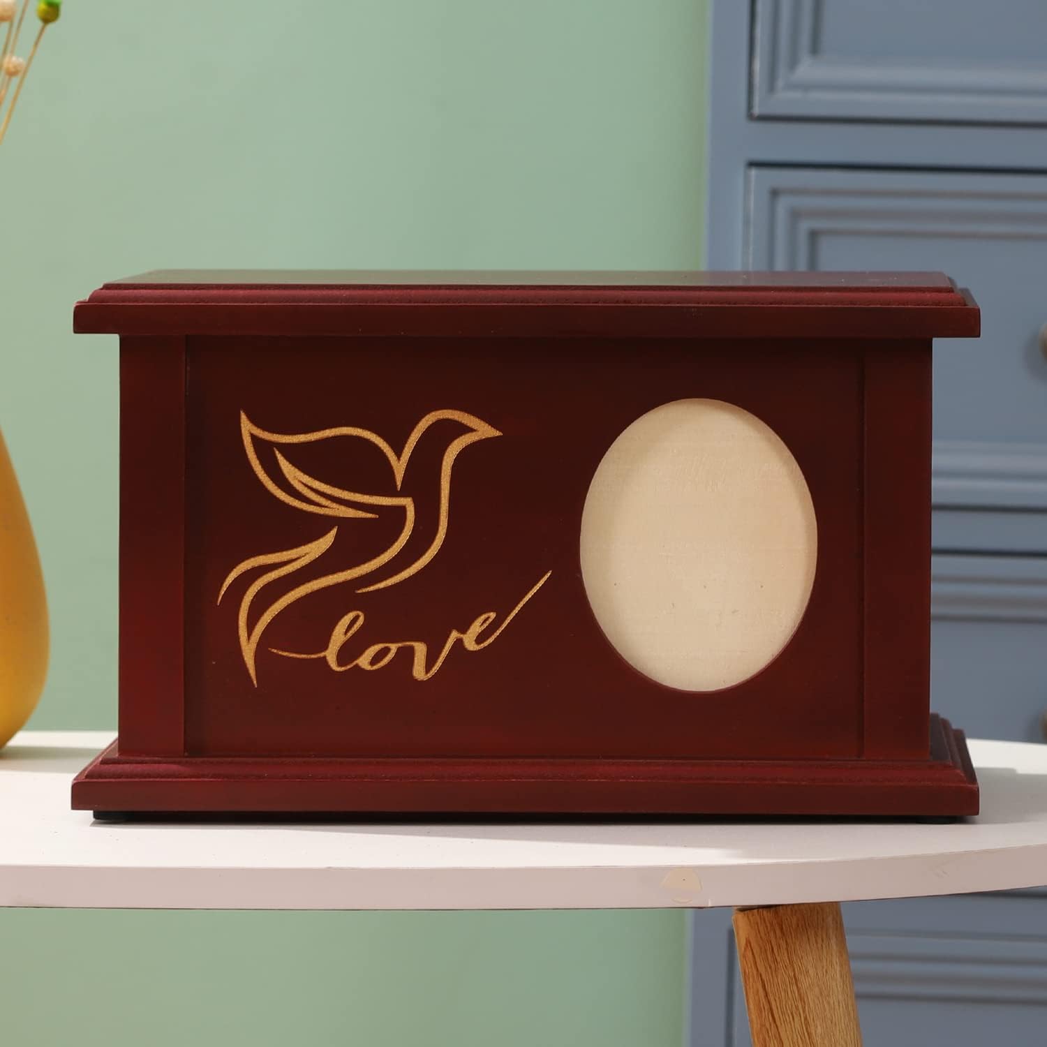 Wooden Urns for Human Ashes - Decorative Cremation Urn with Frame