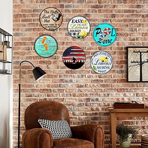 Welcome Pineapple Vintage Round Metal Wall Sign 12x12 Inches