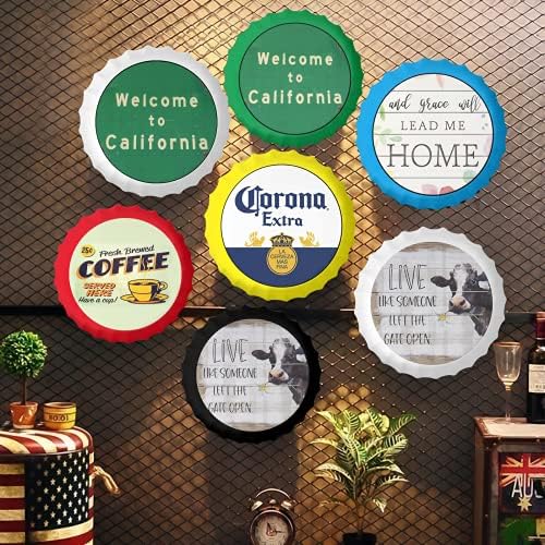 UZIOR Vintage Metal Bottle Cap Wall Art Sign 138 Inch Decorator