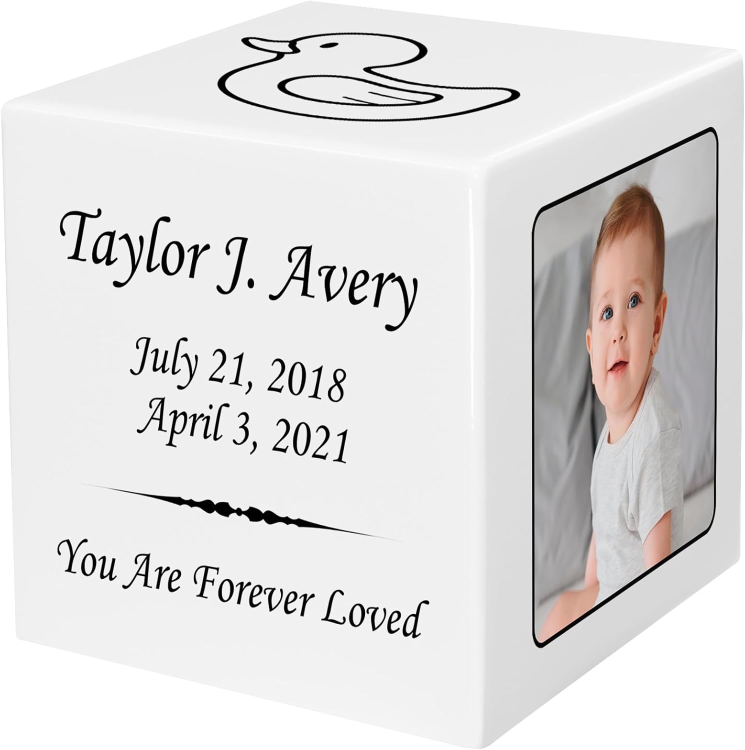 Stonewood Custom Photo Cremation Urn Cube for Infant Ashes - 15 Cubic Inch Capacity