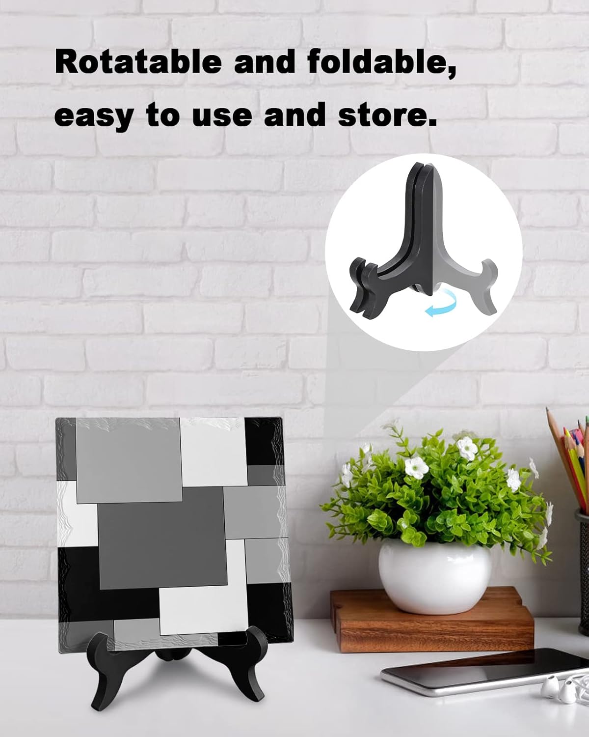 Abstract Art Desk Decor with Color Block Plaque