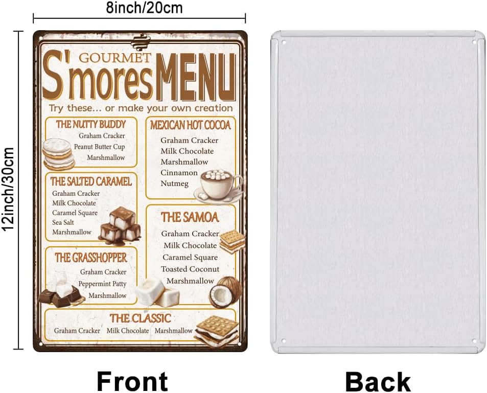 SUPERDANT Vintage SMore Dessert Tin Sign Decor