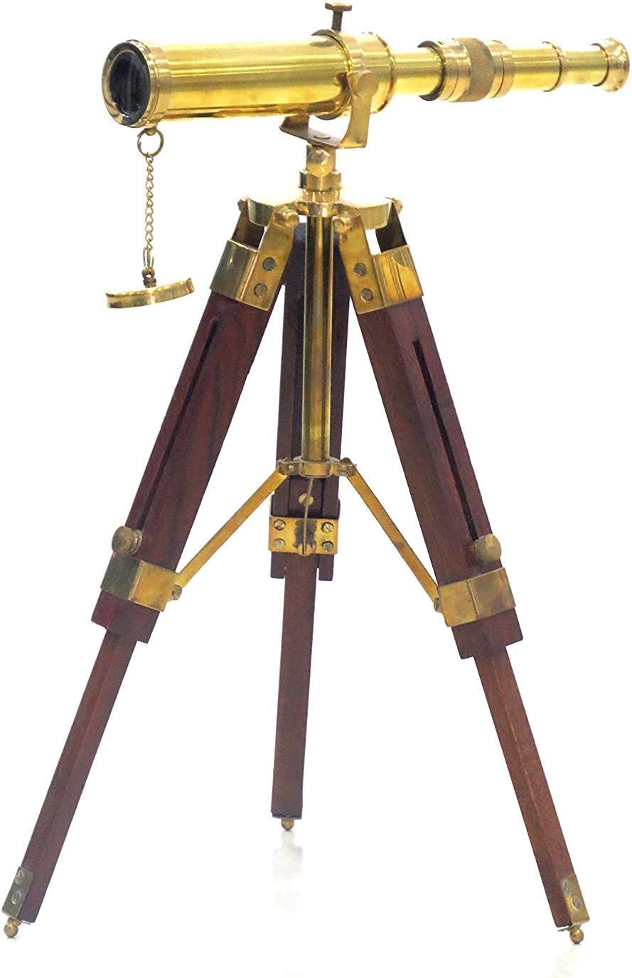 Nautical Brass Telescope with Tripod Stand Vintage Decor