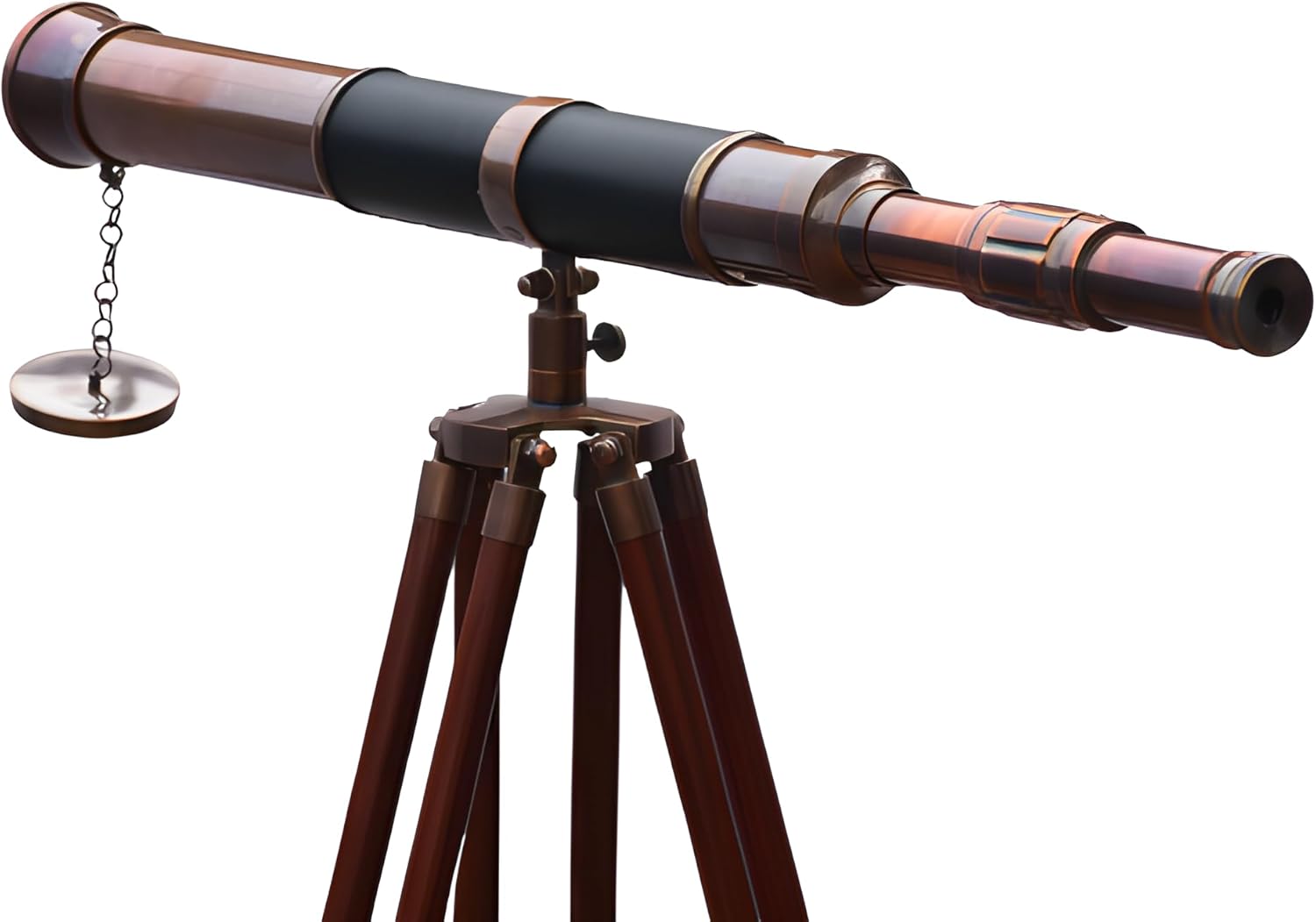 Vintage Brass Telescope with Wooden Tripod Stand 1
