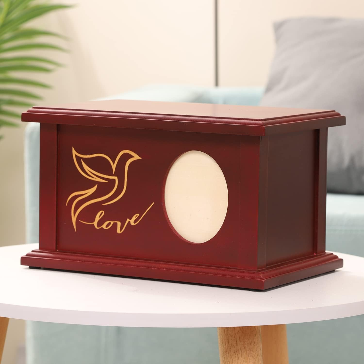 Wooden Urns for Human Ashes - Decorative Cremation Urn with Frame
