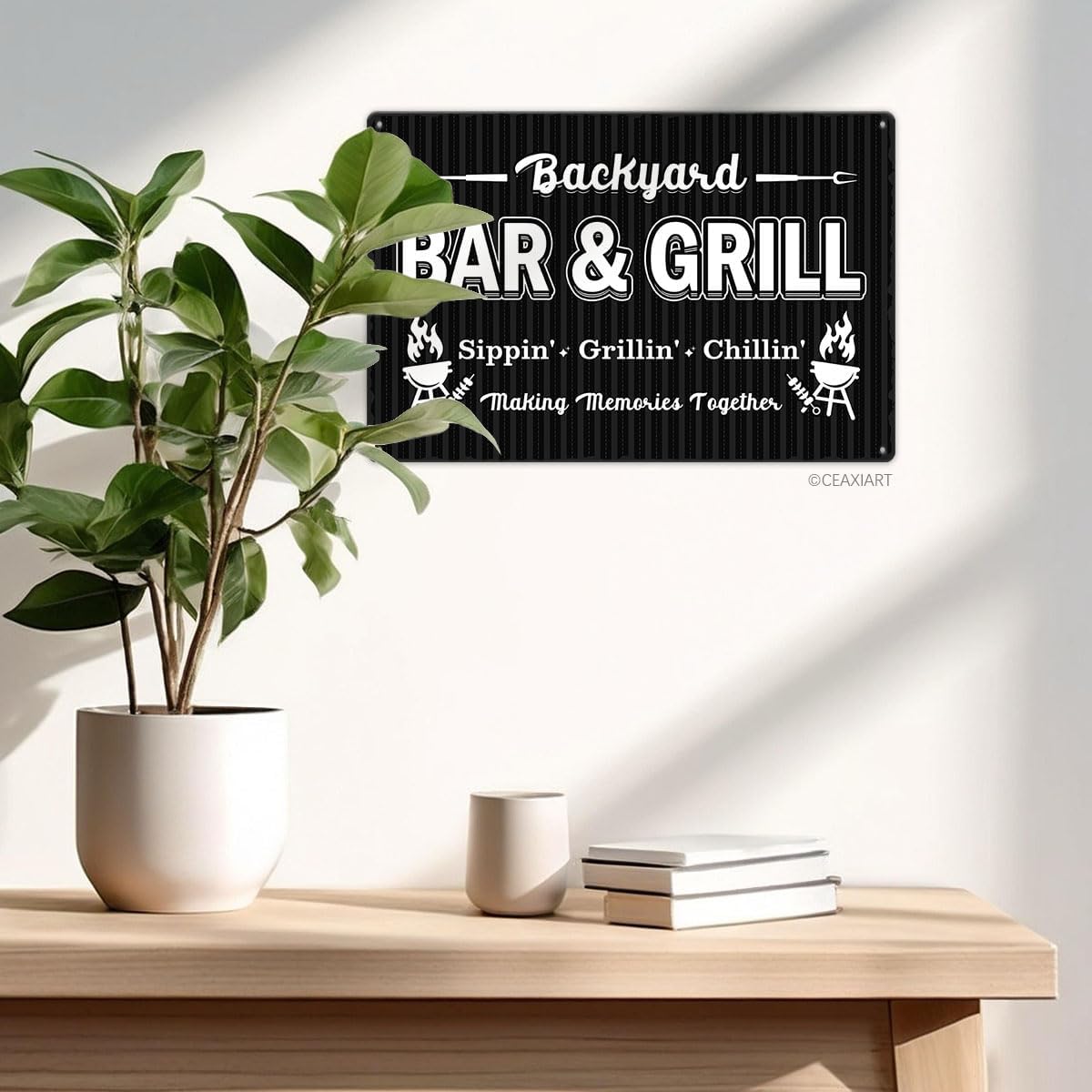 Backyard Bar And Grill Tin Sign Funny Art Poster Wall Decor