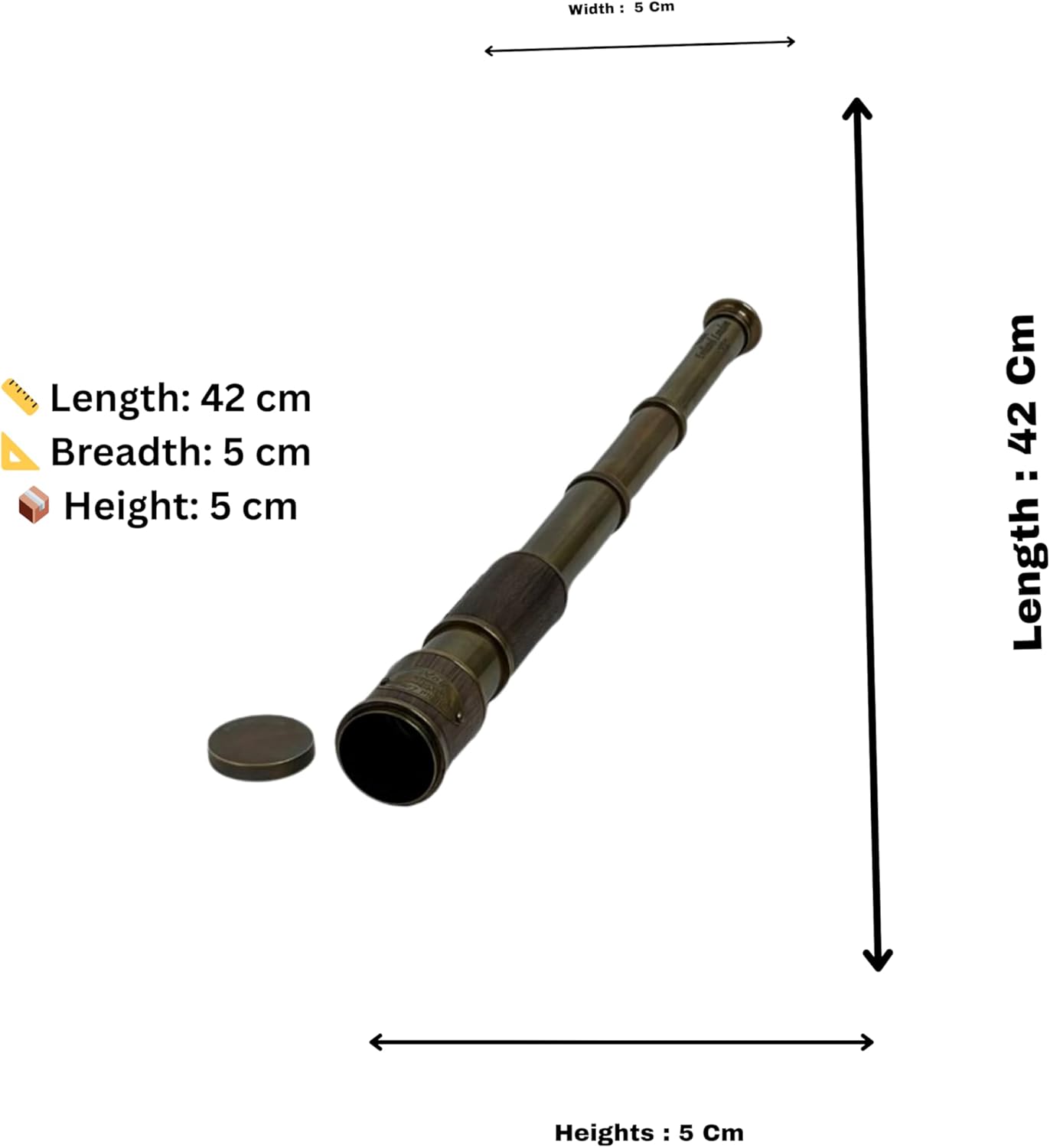 RS INTERNATIONAL 42 cm Antique Brass Folding Telescope Nautical Spyglass for Travel Dcor