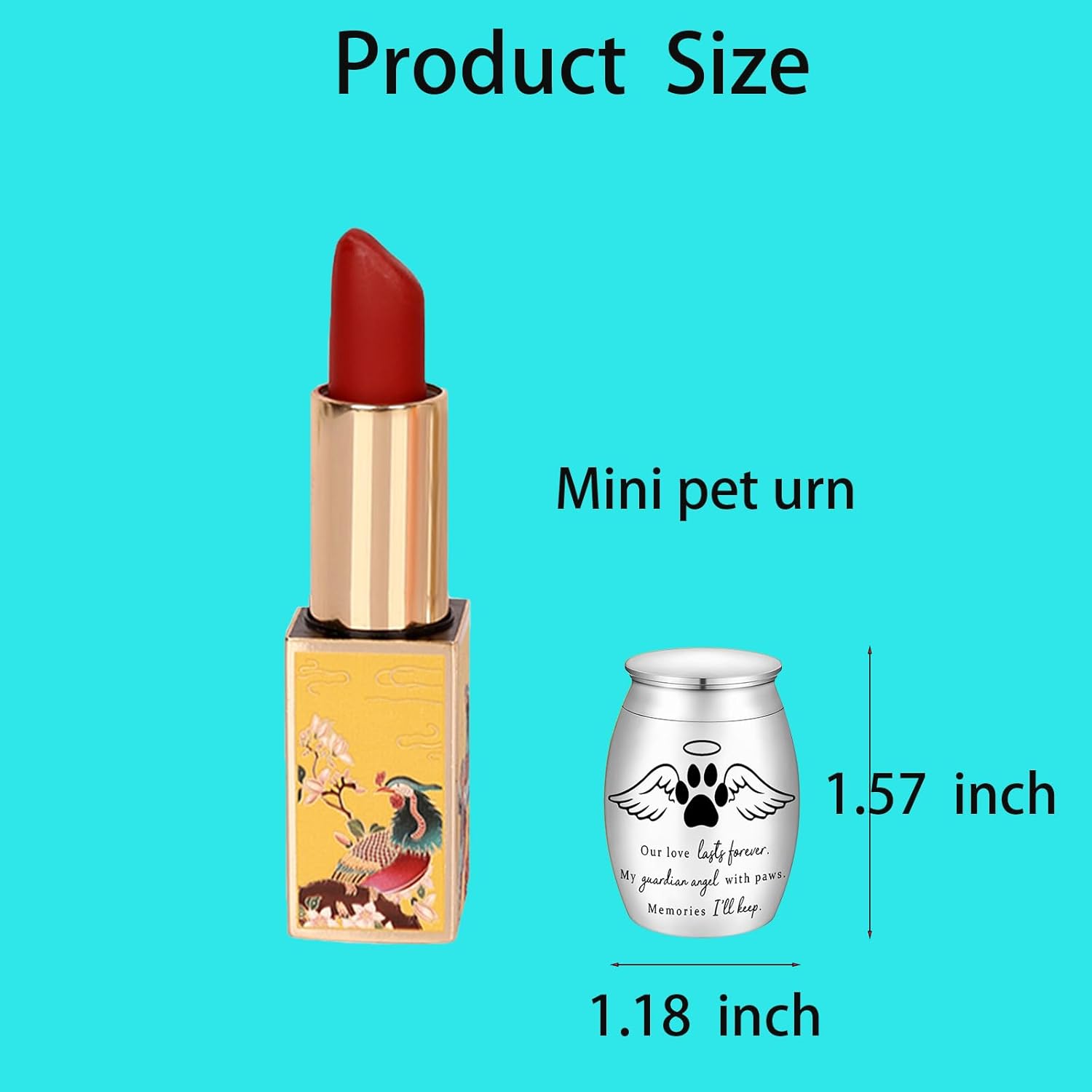 Small Pet Urn for Ashes Mini Keepsake Urn with Angel Wings and Paw Print