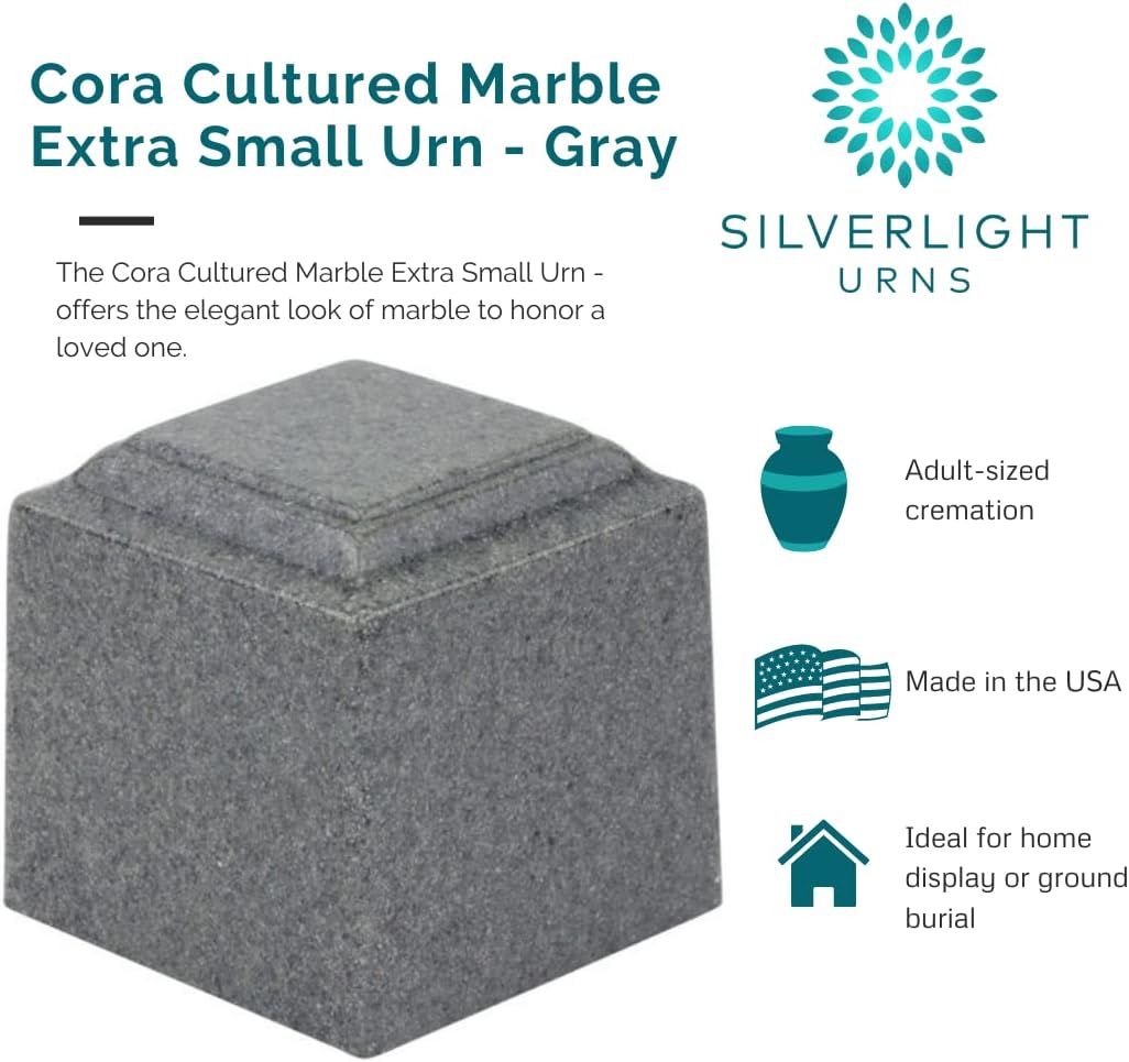 Cora Gray Cultured Marble Extra Small Urn for Human Ashes