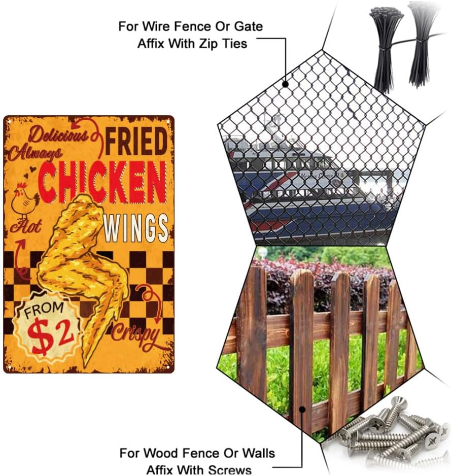 SUPERDANT Vintage Chicken Wings Metal Tin Sign 12x8in