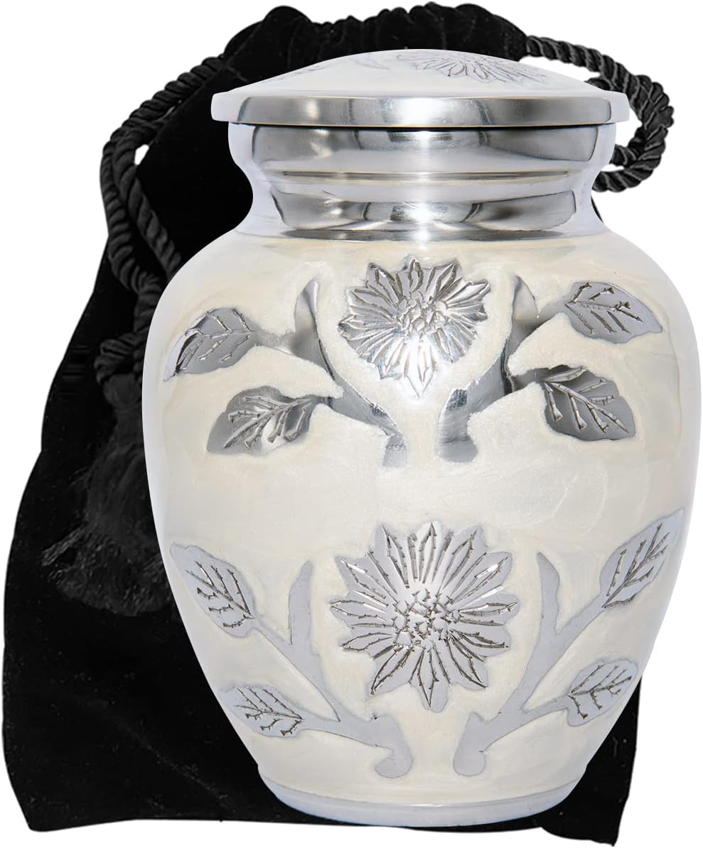 Pet Or Human Medium Size Cremation Urn with Personalization and Velvet Bag