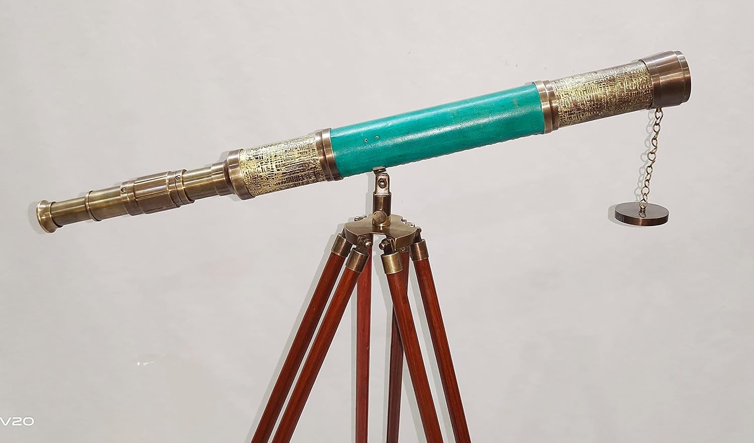 Vintage Telescope with Brass and Wood Nautical Design