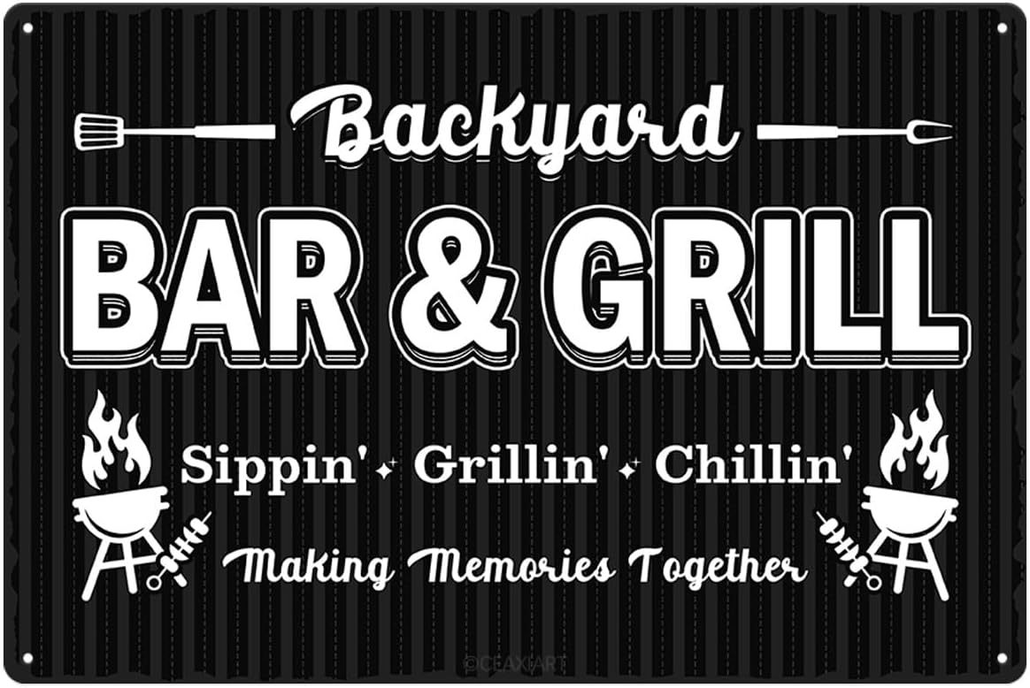 Backyard Bar And Grill Tin Sign Funny Art Poster Wall Decor