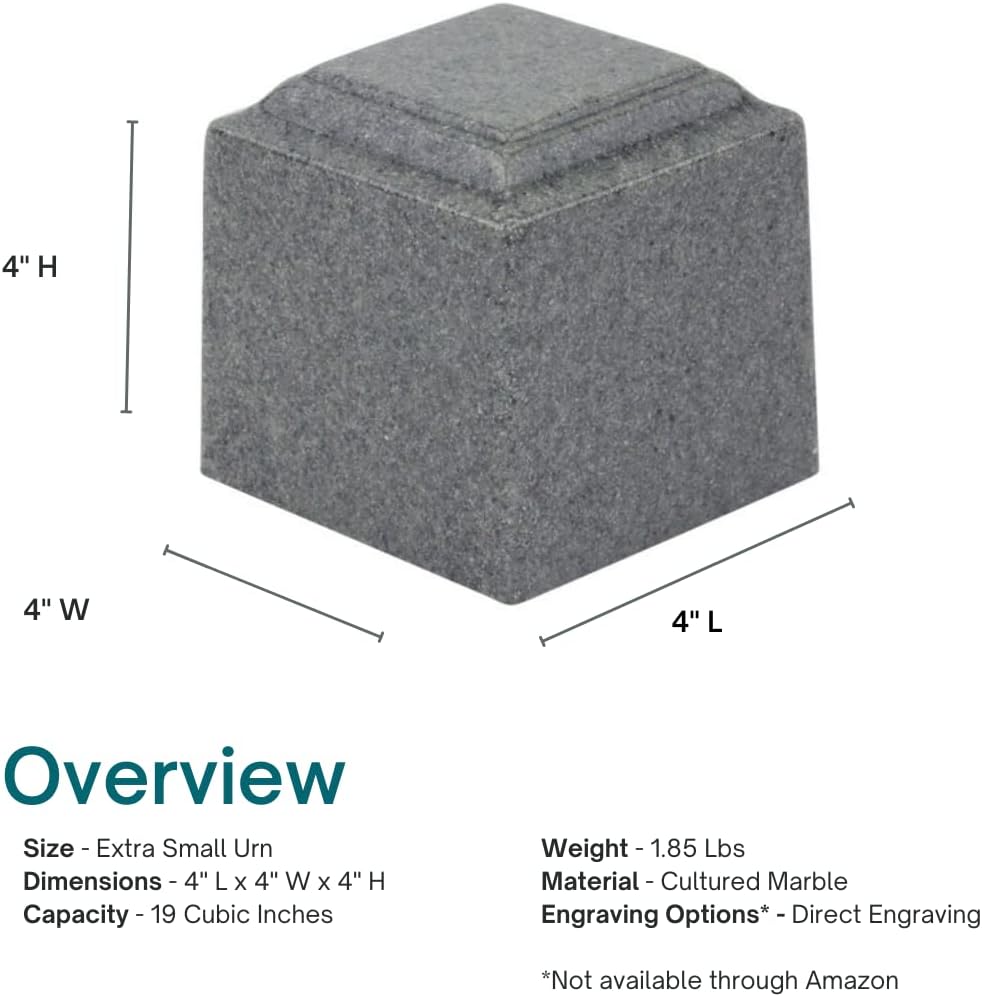 Cora Gray Cultured Marble Extra Small Urn for Human Ashes