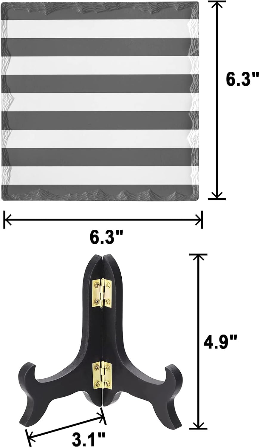 Wooden Stand Desk Decor Plaque with Stripes Minimalist Style