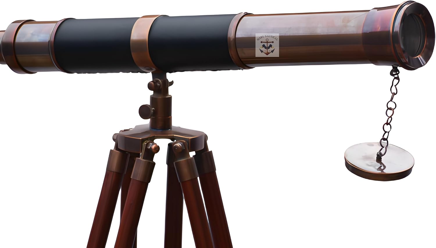 Vintage Brass Telescope with Wooden Tripod Stand 1