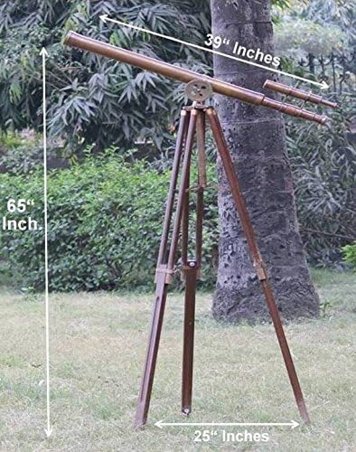 Handcrafted Nautical Brass Telescope on Wood Tripod - Steampunk Decor for Home