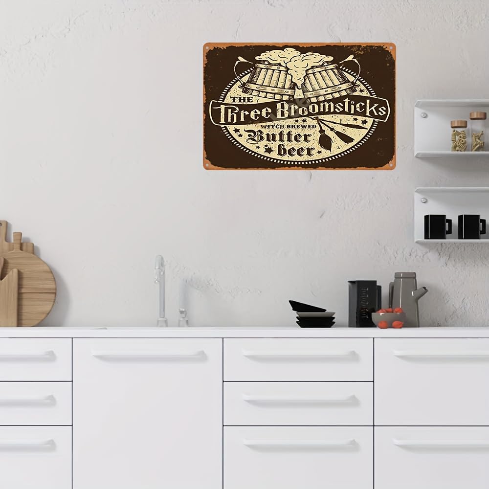 The Three Broomsticks Vintage Metal Tin Sign Durable Hanging Decor