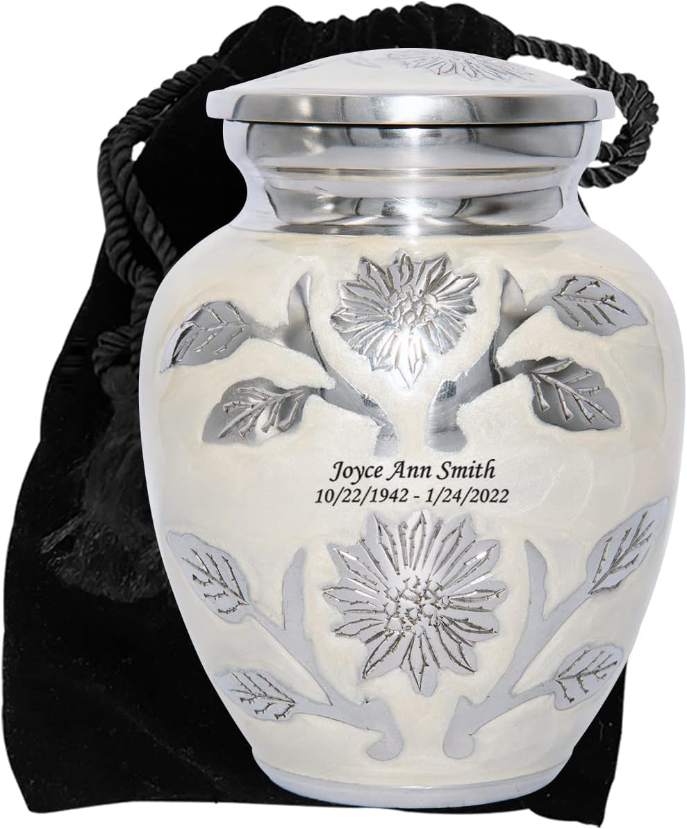 Pet Or Human Medium Size Cremation Urn with Personalization and Velvet Bag