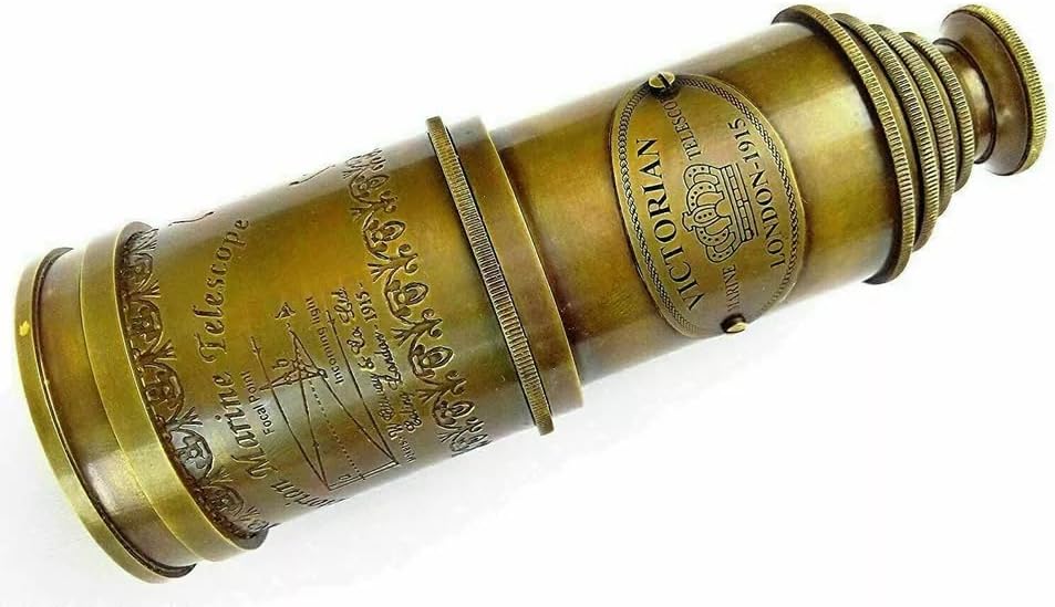 Brass Antique Vintage 20 Inch Telescope Spyglass with Wooden Box