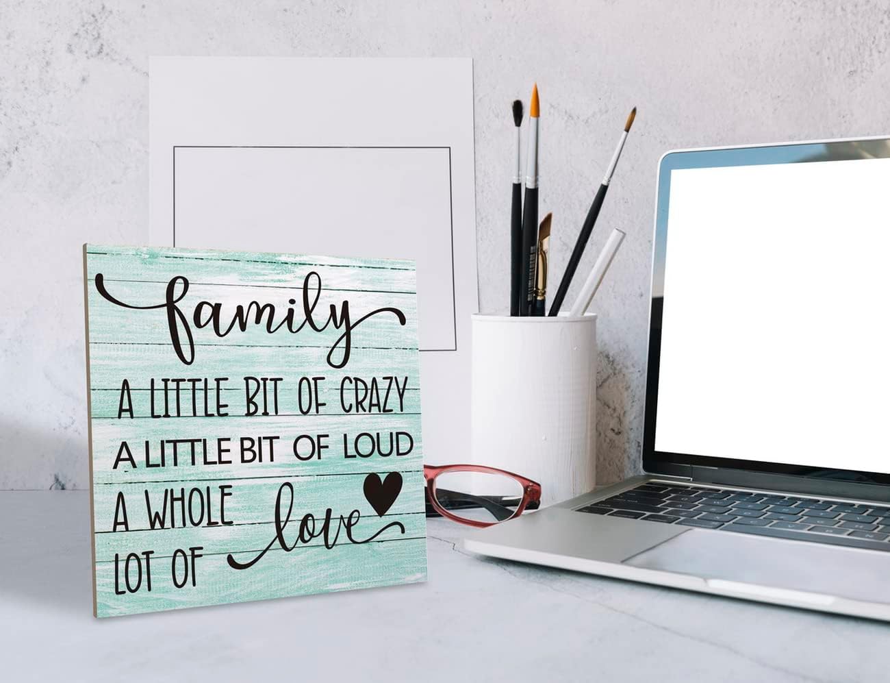 A Little Bit of CrazyA Whole Lot of Love Wooden Family Plaque 62x62 Inch