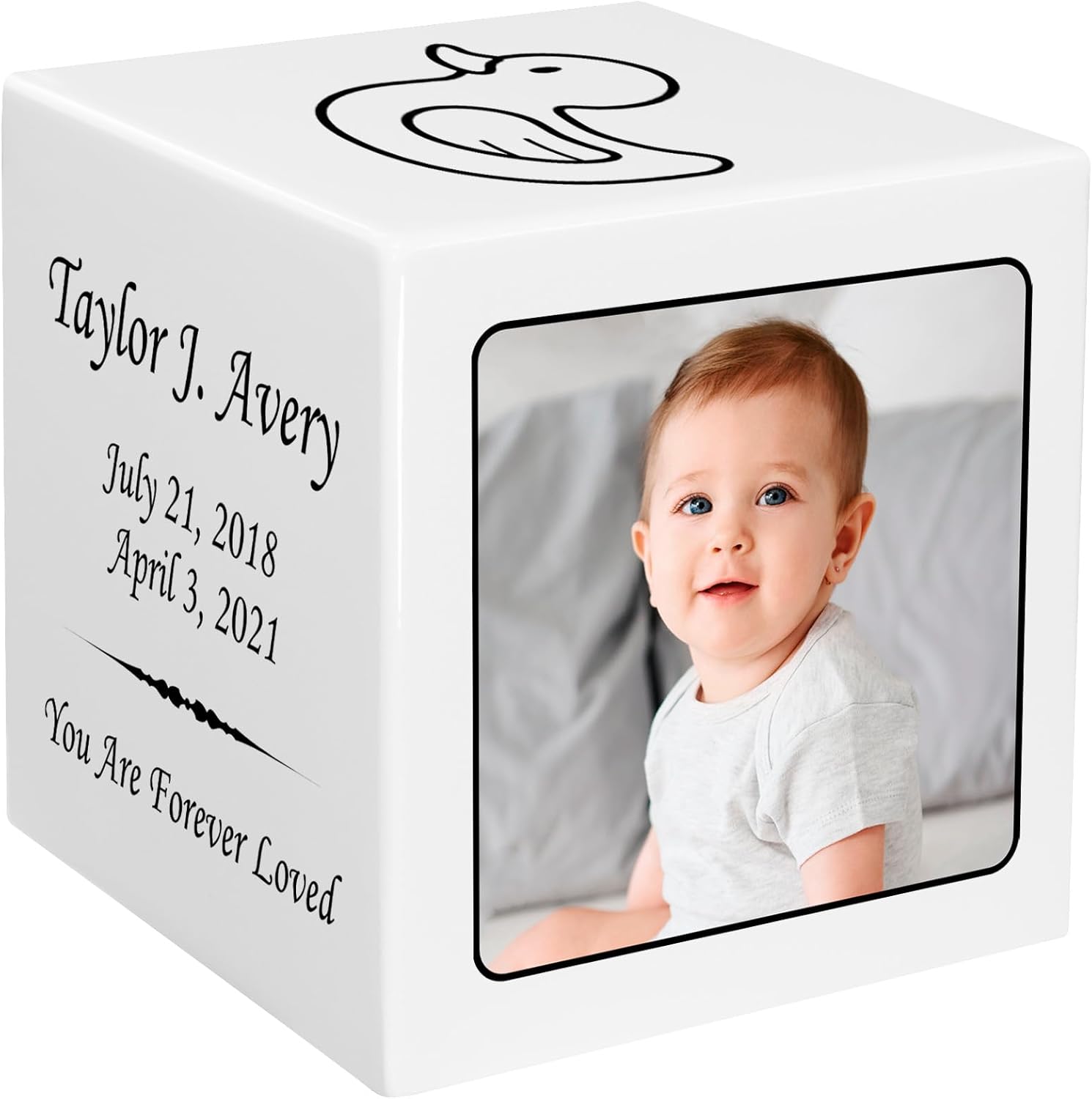 Stonewood Custom Photo Cremation Urn Cube for Infant Ashes - 15 Cubic Inch Capacity
