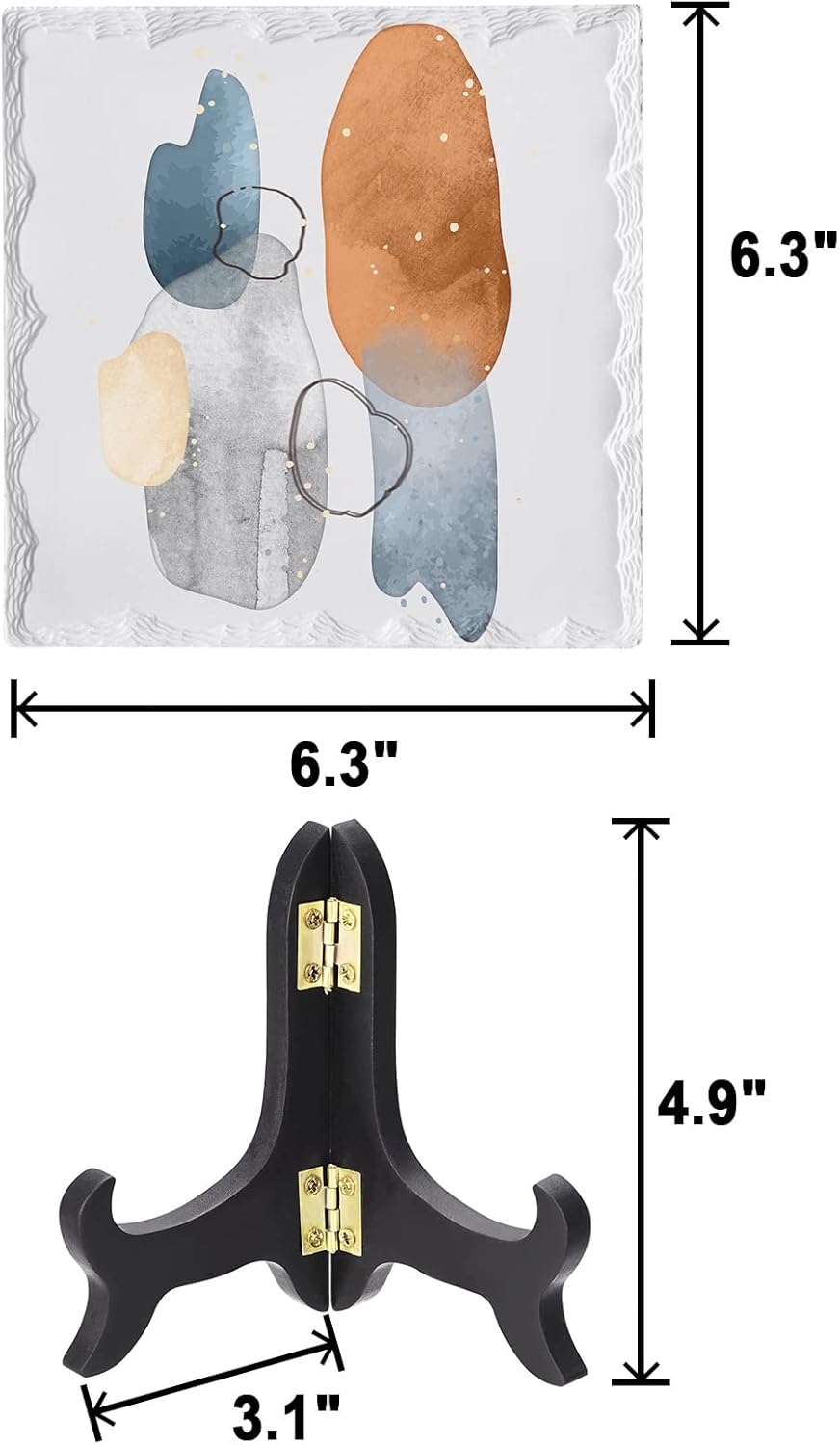 Modern Watercolor Desk Decor with Ceramic Plaque and Wooden Stand