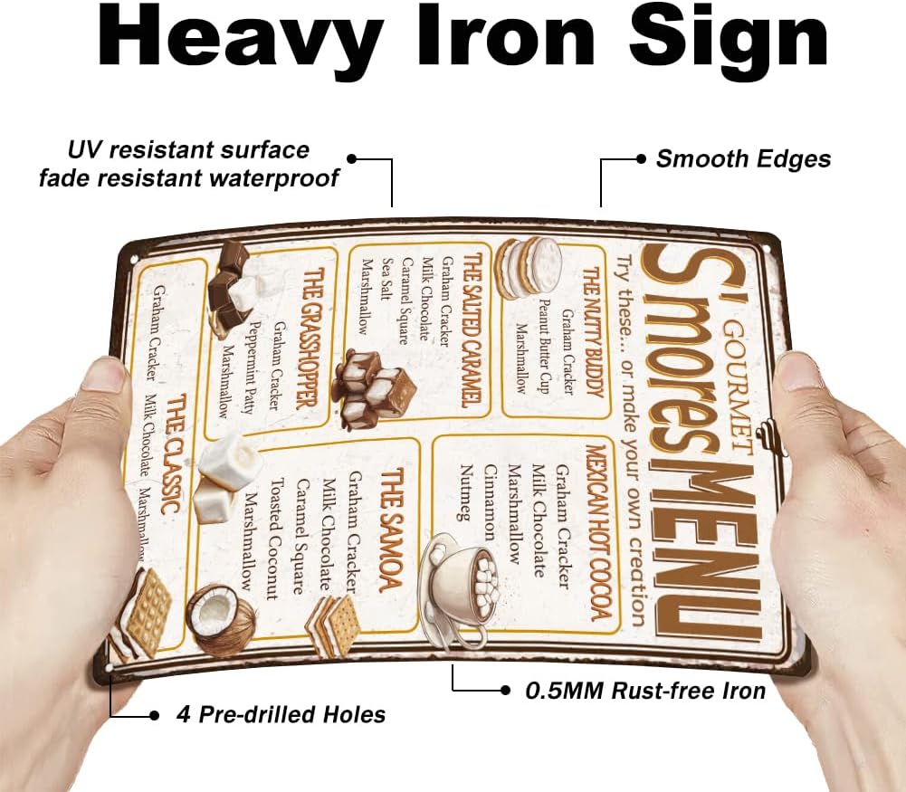 SUPERDANT Vintage SMore Dessert Tin Sign Decor