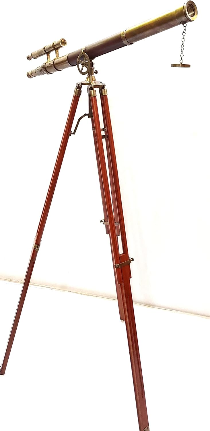Vintage Harbor Master Telescope on Wooden Tripod