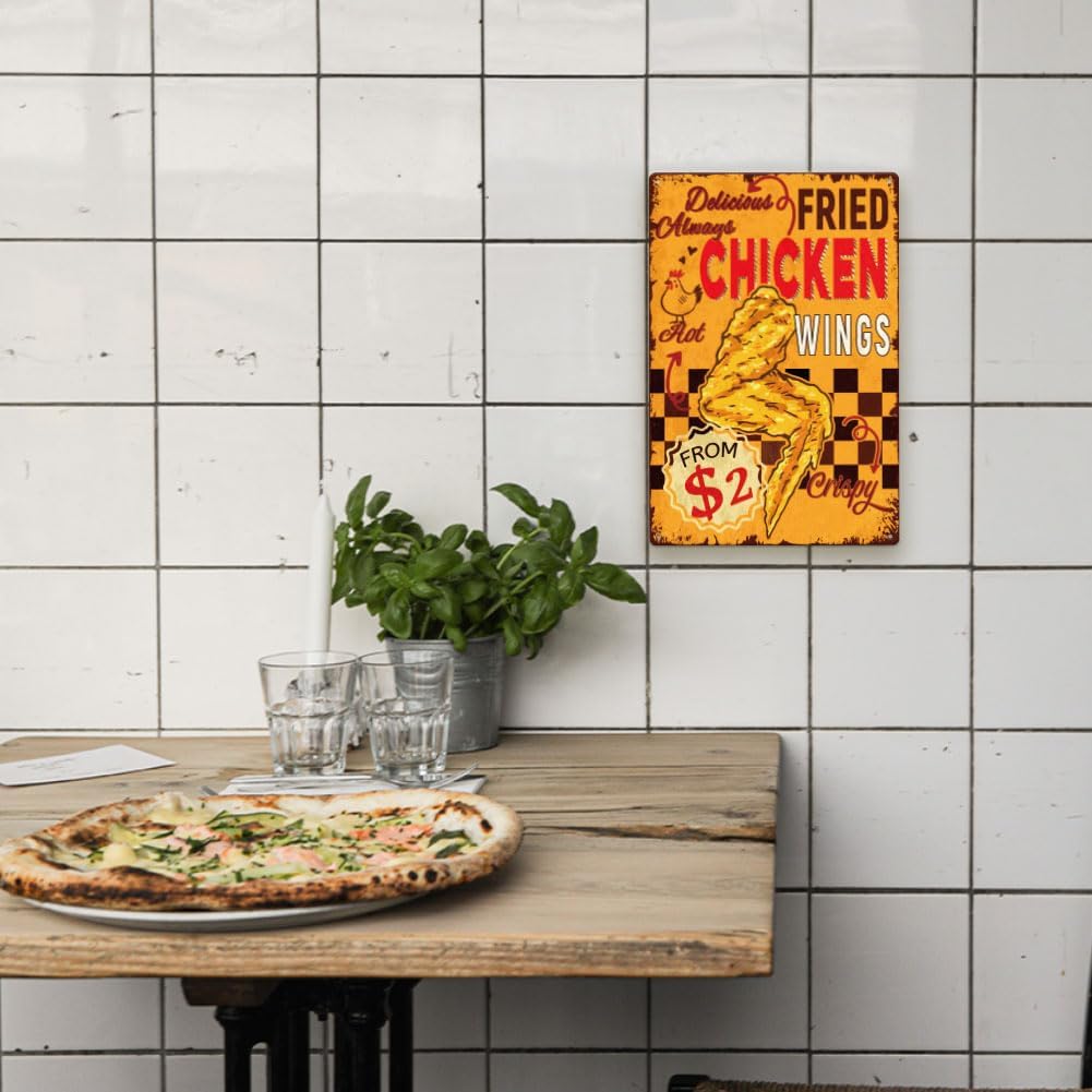SUPERDANT Vintage Chicken Wings Metal Tin Sign 12x8in