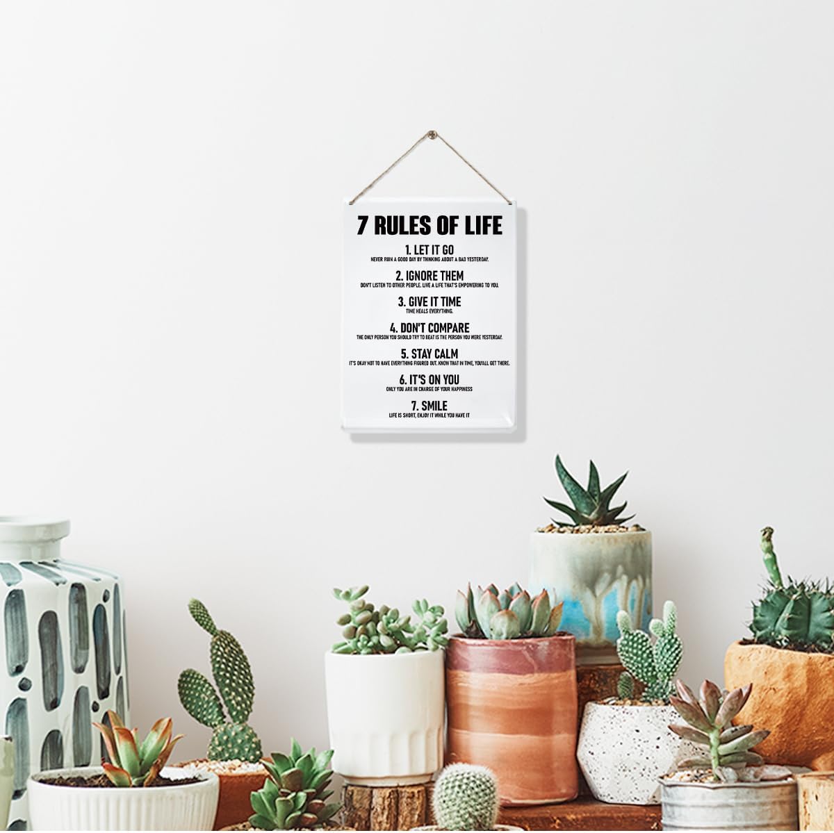 7 Rules of Life Acrylic Wall Sign Inspirational Decor for Home Office