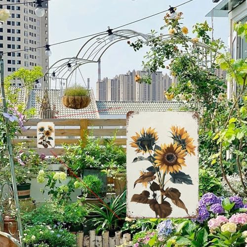 WIZYXQ Vintage Tin Sunflower Sign 8x12 Inches