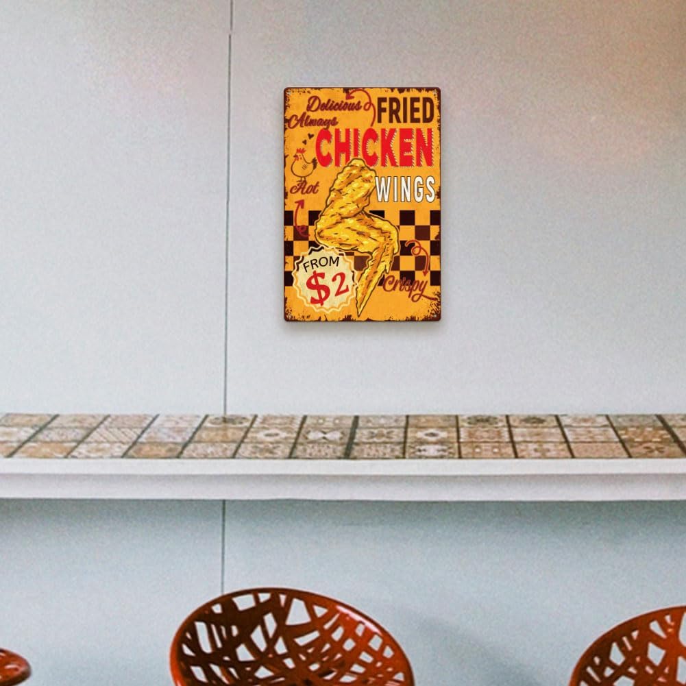 SUPERDANT Vintage Chicken Wings Metal Tin Sign 12x8in