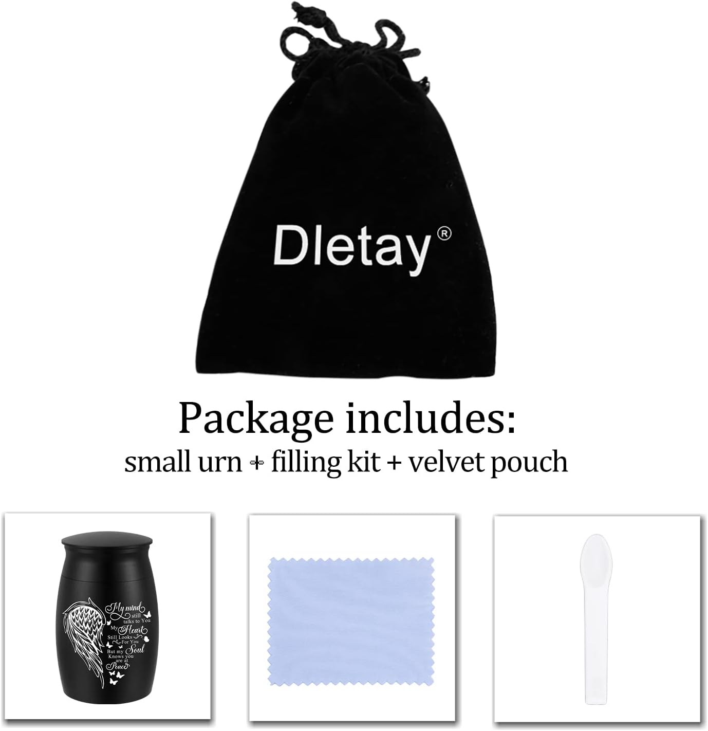 Small Urns for Human Ashes Aluminum Mini Urn for Ashes Wing Memorial Keepsake