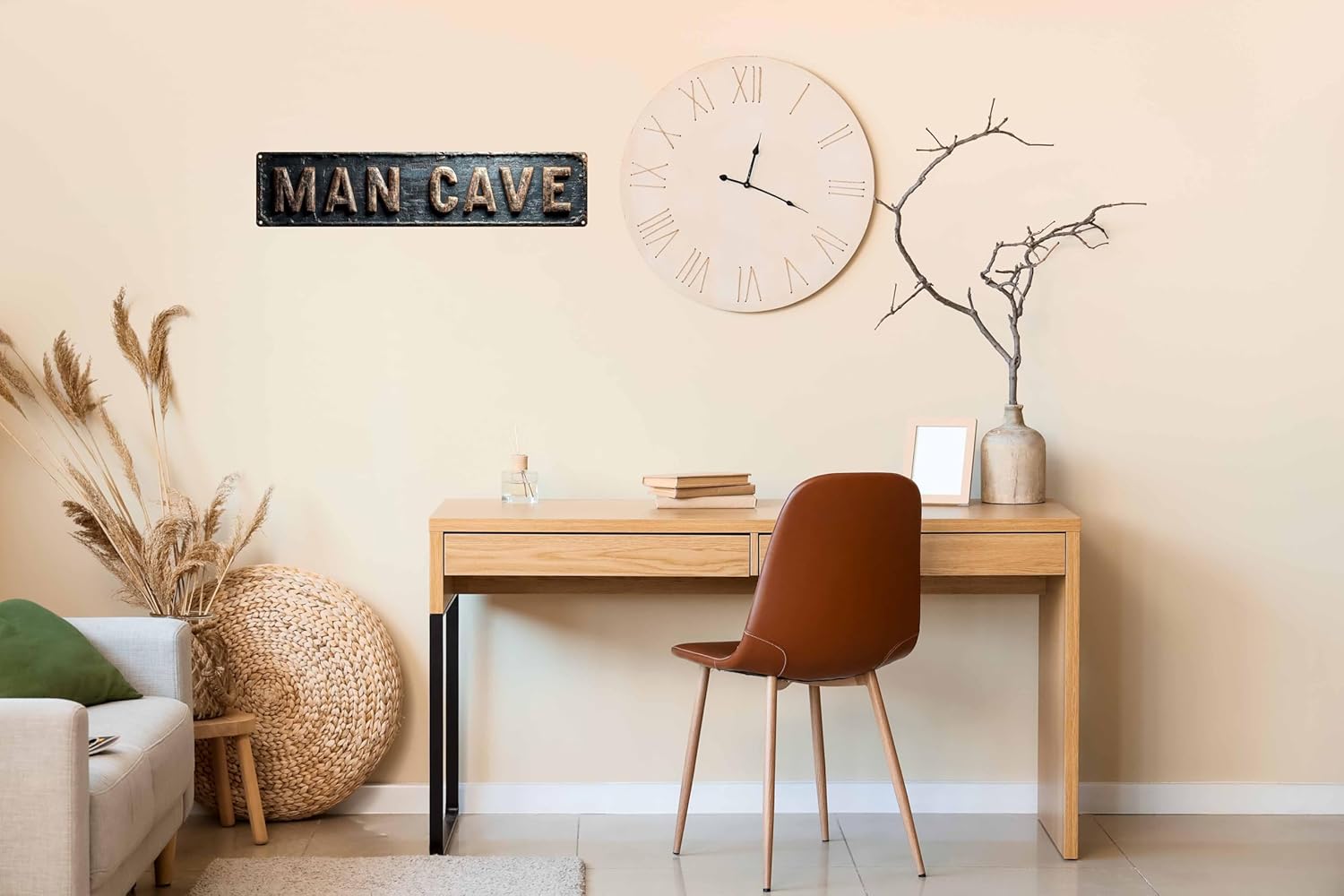 Vintage Tin Man Cave Sign Retro Metal Wall Decor 4x16 Inch