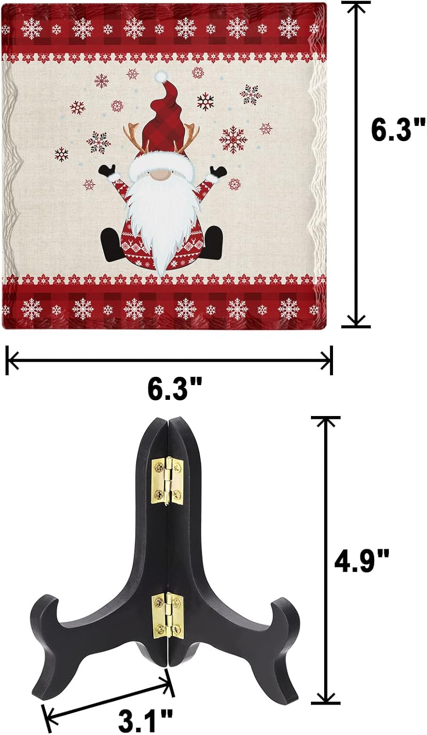 Wooden Stand Desk Plaque with Ceramic Design Christmas Decor for Office and Home