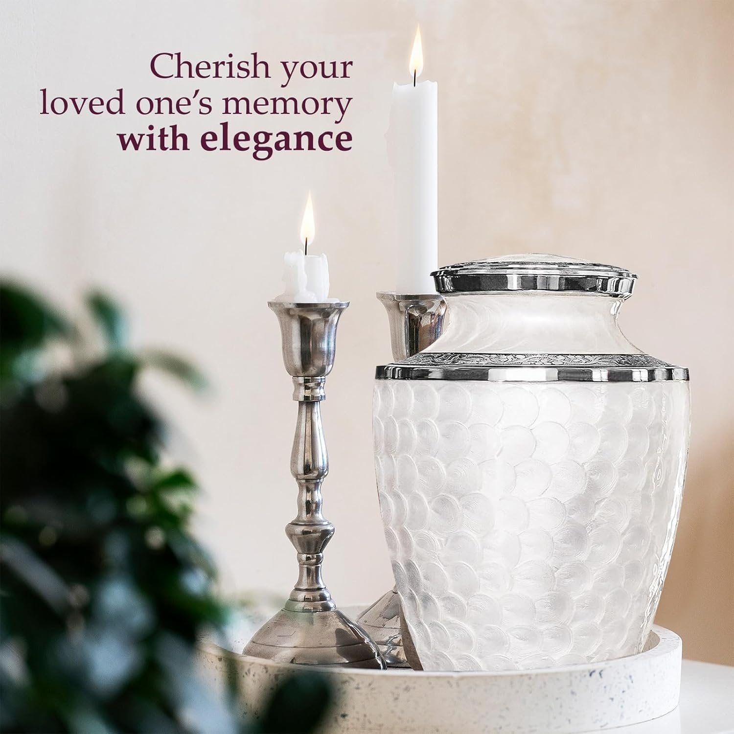 Trupoint Memorials Cremation Urns for Human Ashes Large Opal with Silver Lining